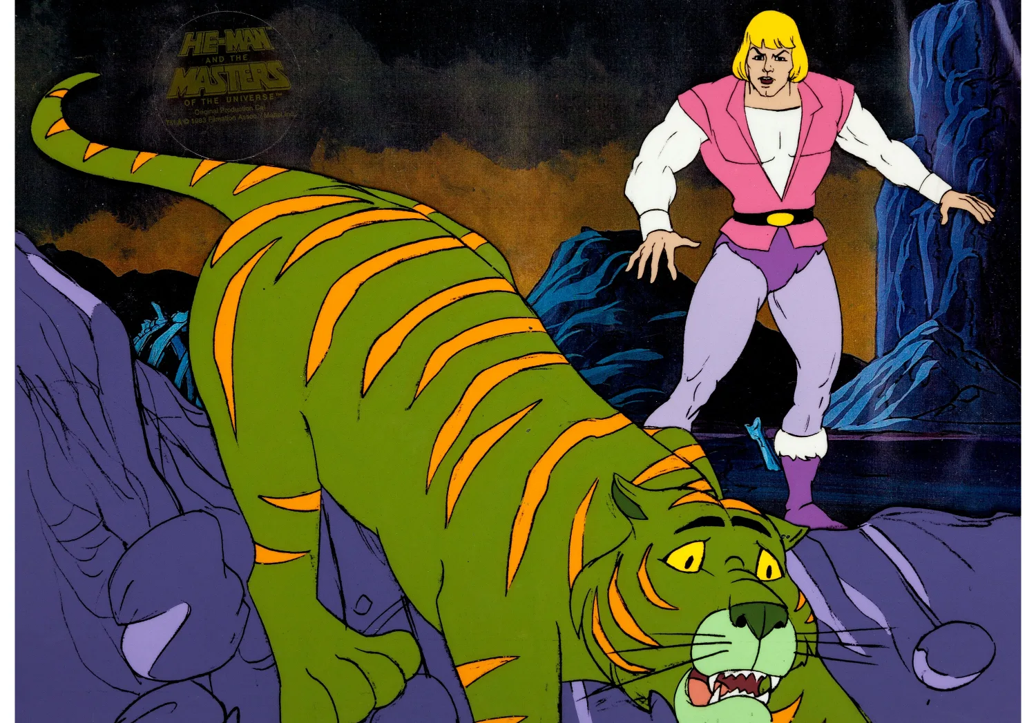 He-Man and the Masters of the Universe Prince Adam and Cringer Production Cel (Filmation, 1983). (Total: 3 Items)