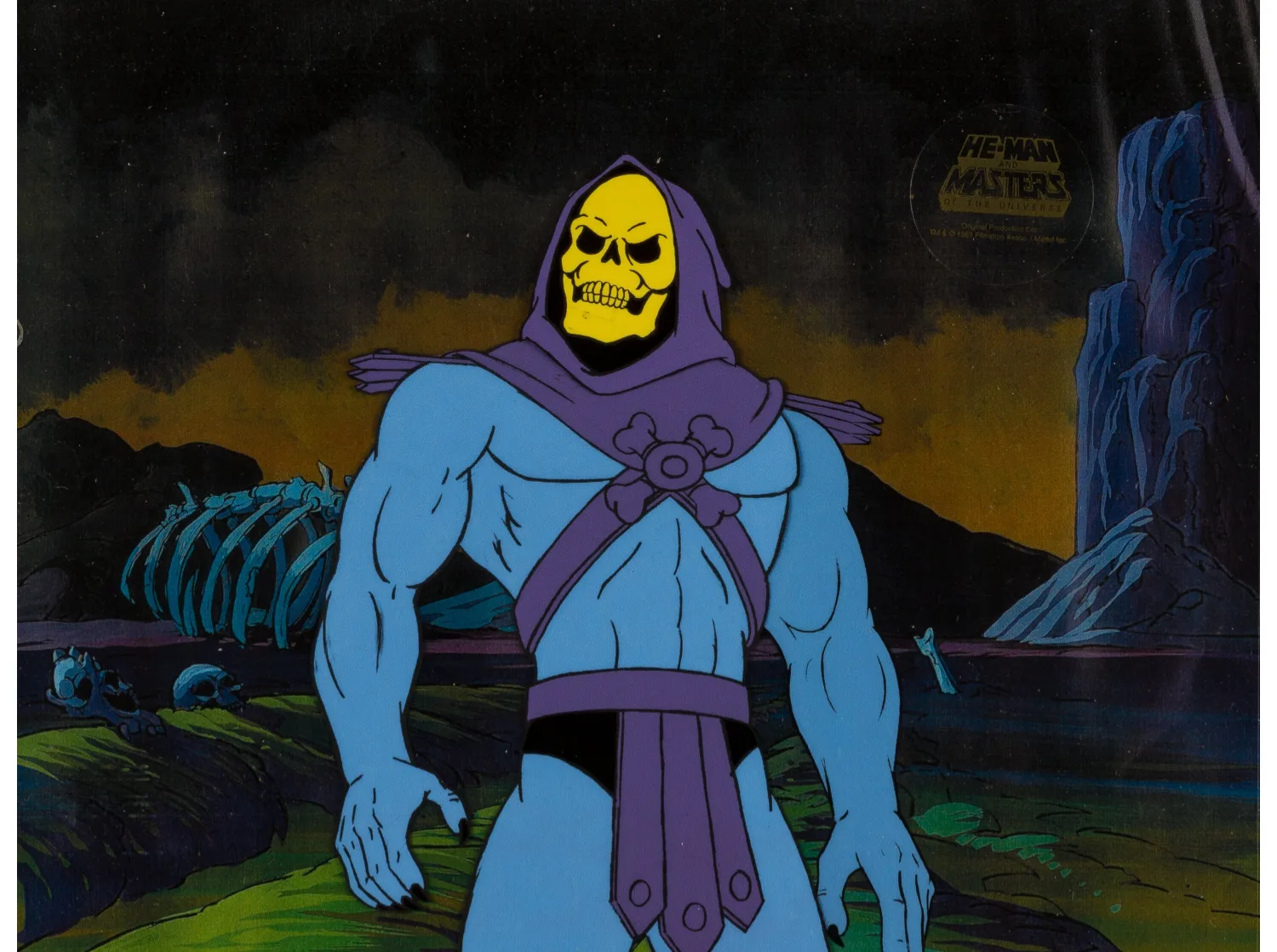 He-Man and the Masters of the Universe Skeletor Production Cel Setup (Filmation, 1984). (Total: 4 Items)