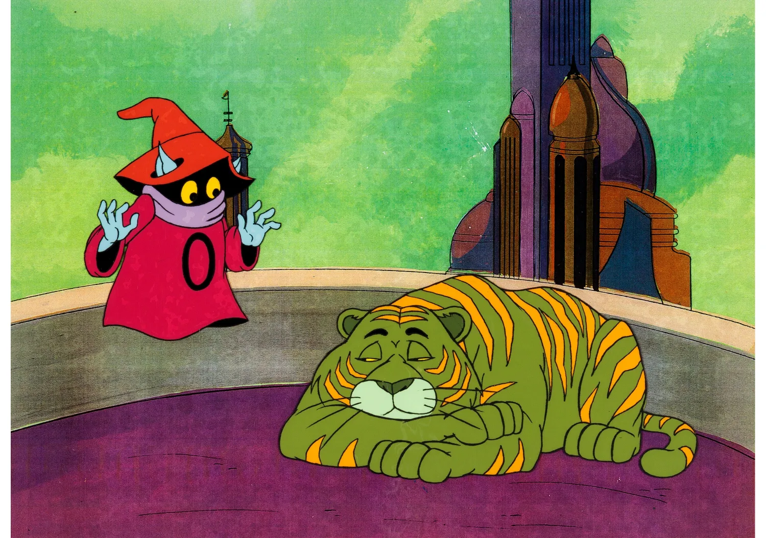 He-Man and the Masters of the Universe Orko and Cringer Production Cel Setup (Filmation, 1984). (Total: 3 Items)