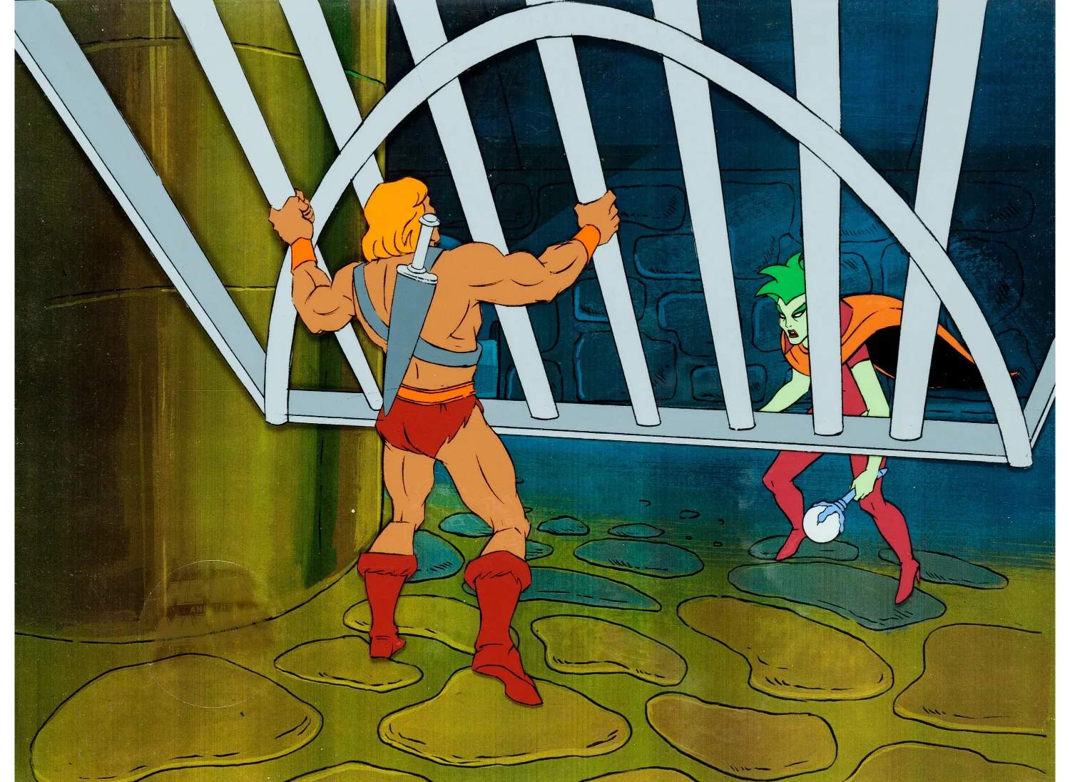 He-Man and the Masters of the Universe Spydra Production Cel Setup (Filmation, 1983). (Total: 3 Items)