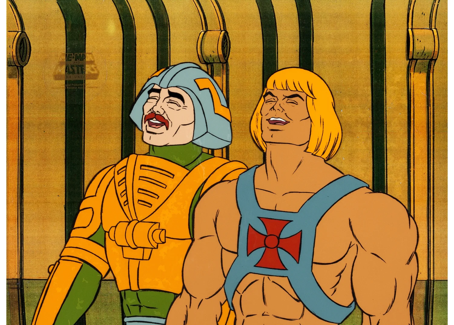 He-Man and the Masters of the Universe Man-At-Arms Production Cel Setup (Filmation, 1984). (Total: 3 Items)