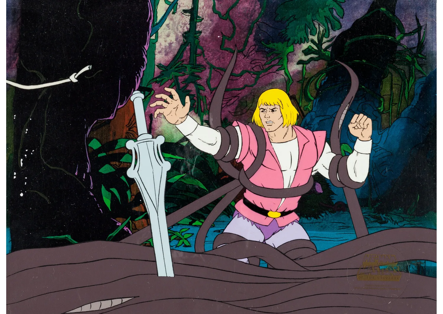 He-Man and the Masters of the Universe Prince Adam Production Cel Setup (Filmation, 1984). (Total: 4 Items)