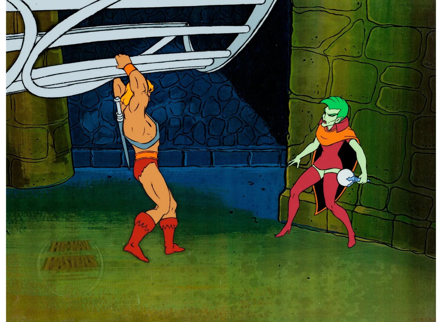 He-Man and the Masters of the Universe Spydra Production Cel Setup (Filmation, 1983). (Total: 3 Items)