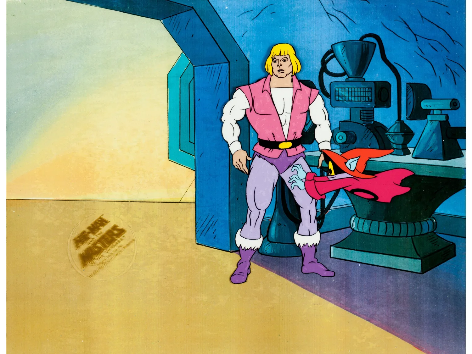 He-Man and the Masters of the Universe Prince Adam and Orko Production Cel Setup (Filmation, 1983). (Total: 3 Items)