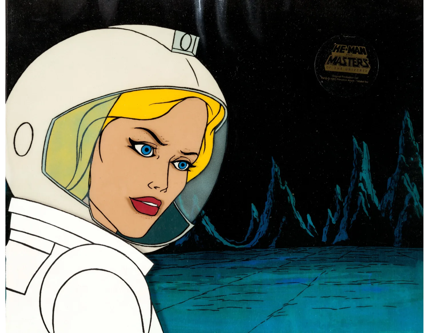 He-Man and the Masters of the Universe Andrea Steele Production Cel Setup, Animation Layout Drawing, and Production Fold