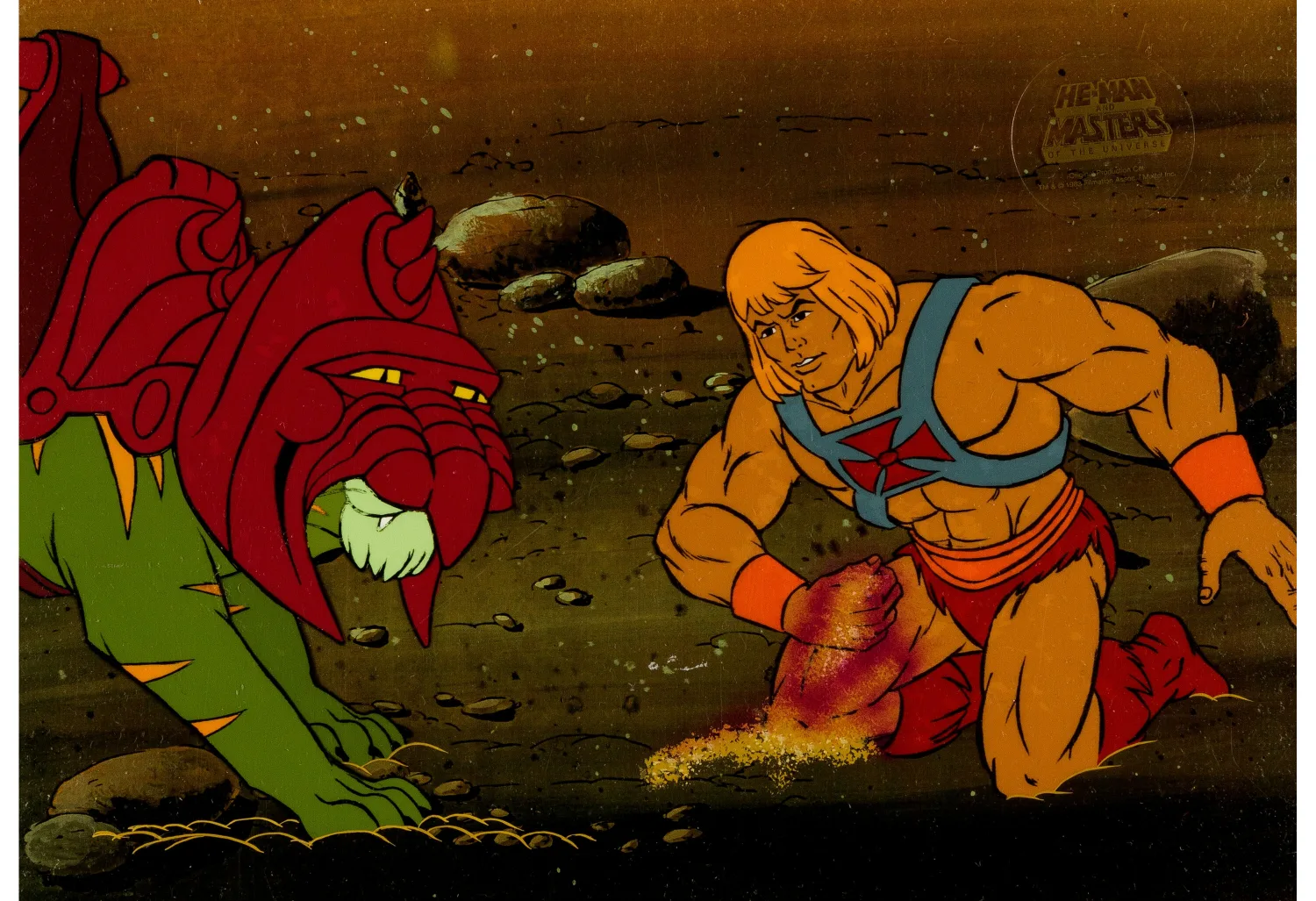 He-Man and the Masters of the Universe He-Man and Battle Cat Production Cel Setup (Filmation, 1984). (Total: 2 Items)
