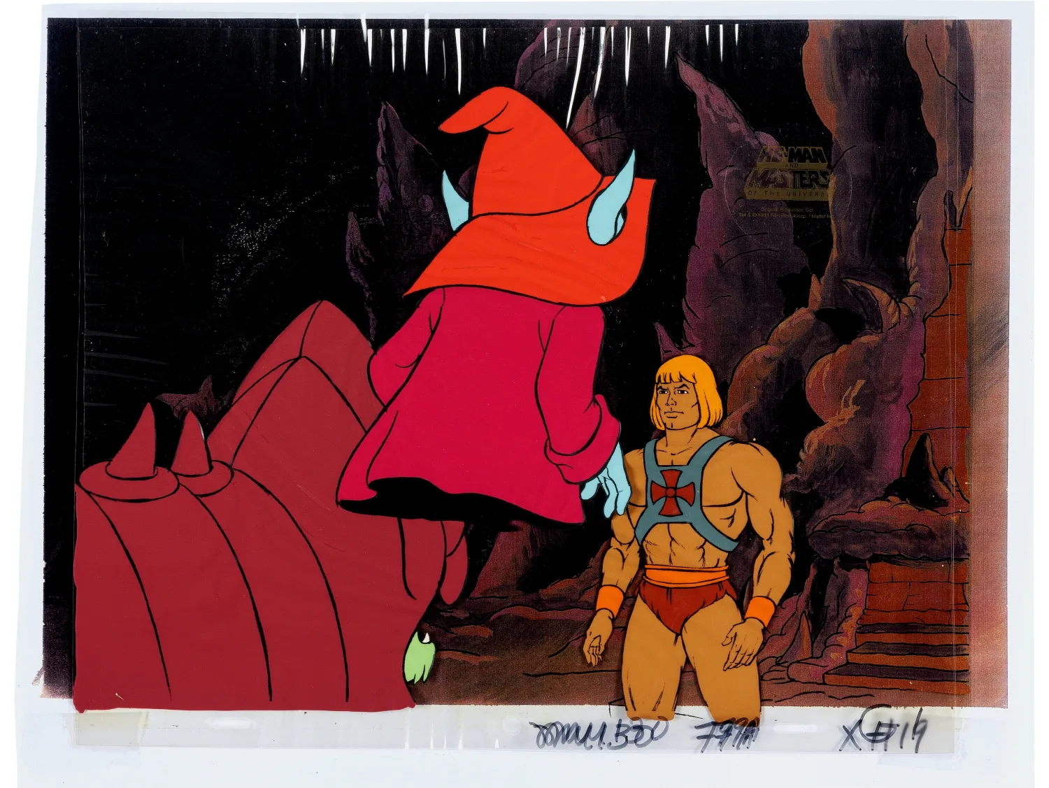 He-Man and the Masters of the Universe Battle Cat, Orko, and He-Man Production Cel and Animation Drawing Group of 5 (Fil