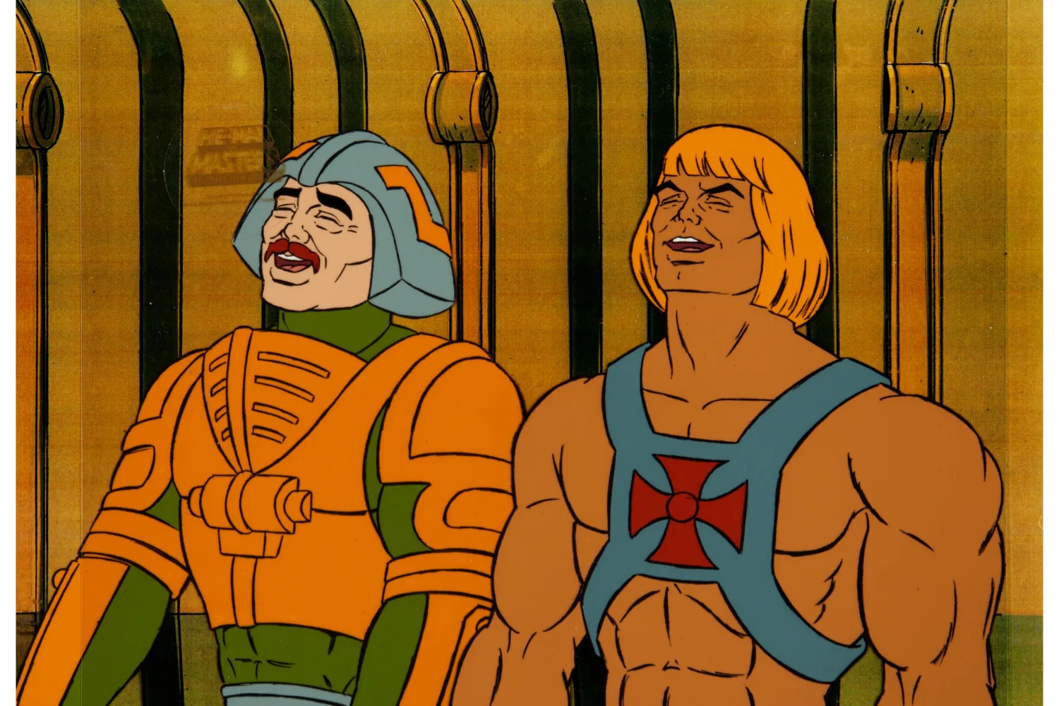 He-Man and the Masters of the Universe Man-At-Arms Production Cel Setup (Filmation, 1984). (Total: 3 Items)