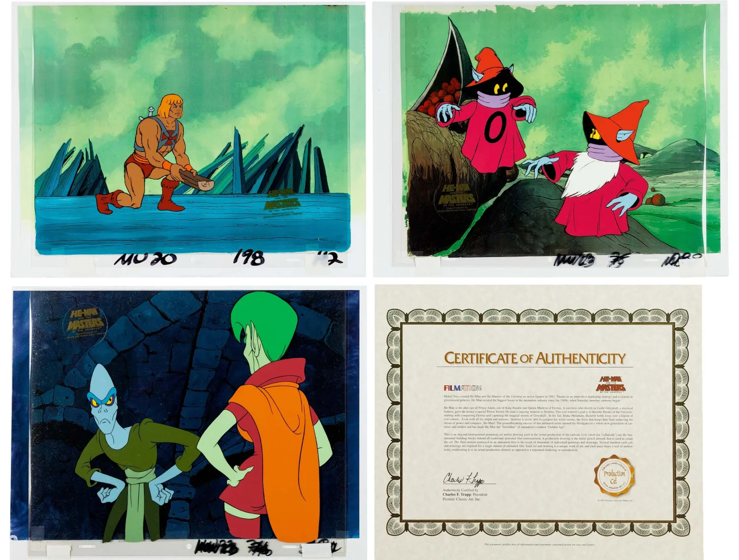 He-Man and the Masters of the Universe Production Cel and Animation Drawing Group of 7 (Filmation, 1983). (Total: 7 Orig