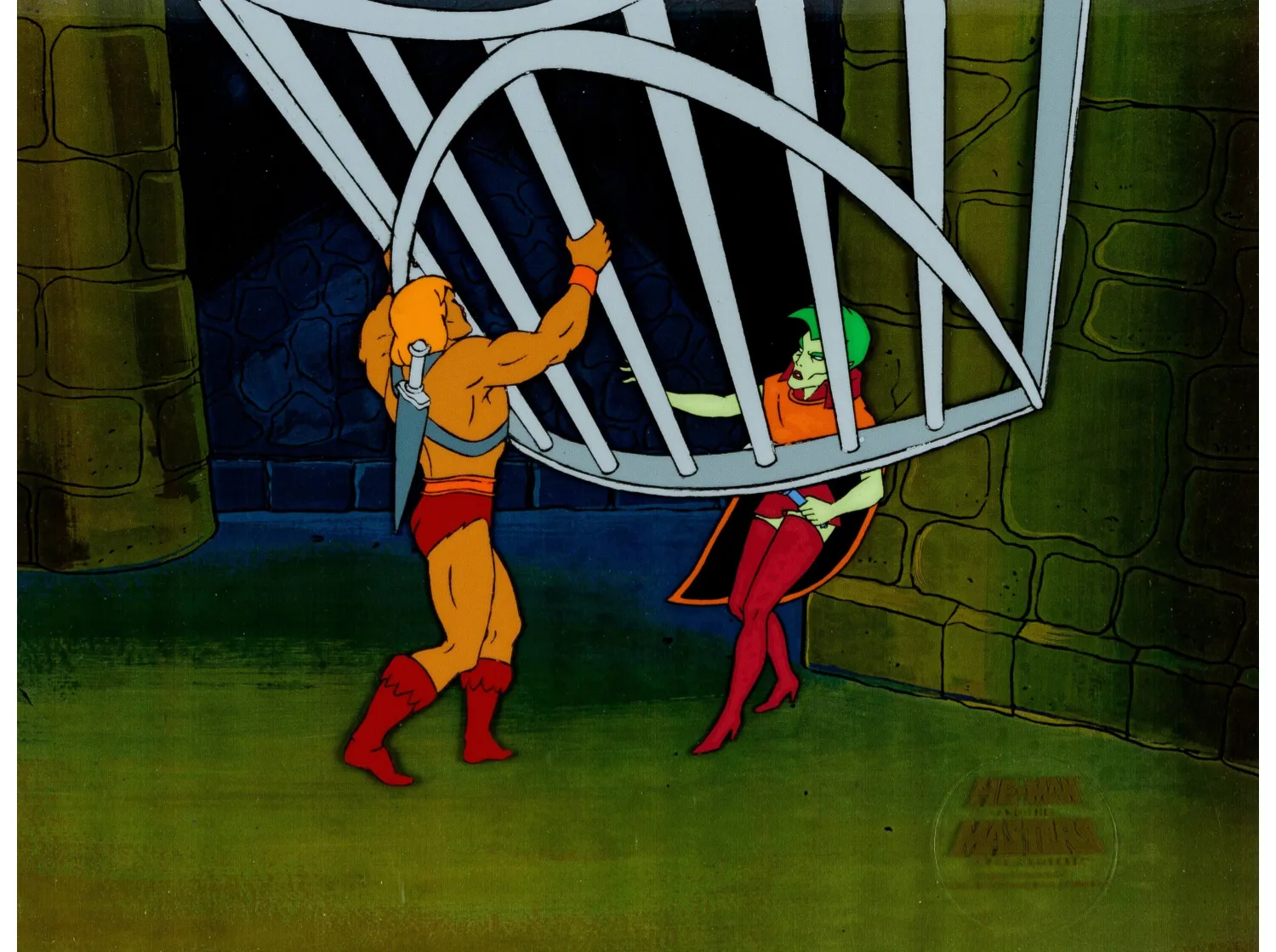 He-Man and the Masters of the Universe He-Man, Orko and Cringer Production Cel and Cel Setup Group (Filmation, 1984). (T