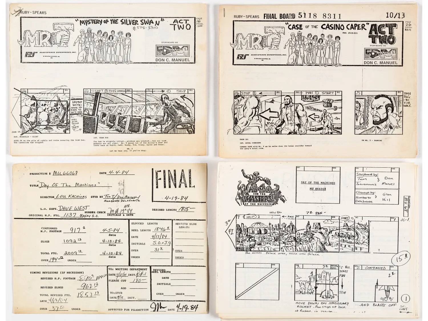 Mr. T and He-Man and the Masters of the Universe Printed Storyboards Group of 3 (Ruby-Spears, 1983-84). (Total: 3 Items)