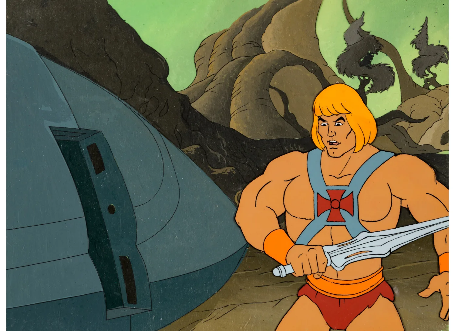 He-Man and the Masters of the Universe Production Cel and Master Background (Filmation, 1983/84)