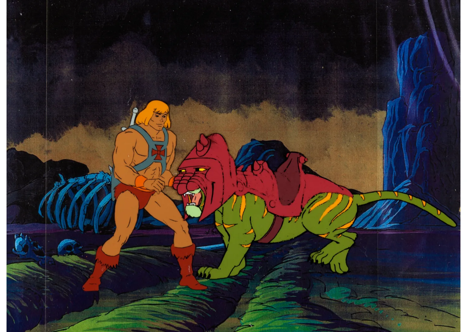 He-Man and the Masters of the Universe He-Man and Battle Cat Production Cel and Animation Drawing (Filmation, c. 1983-85