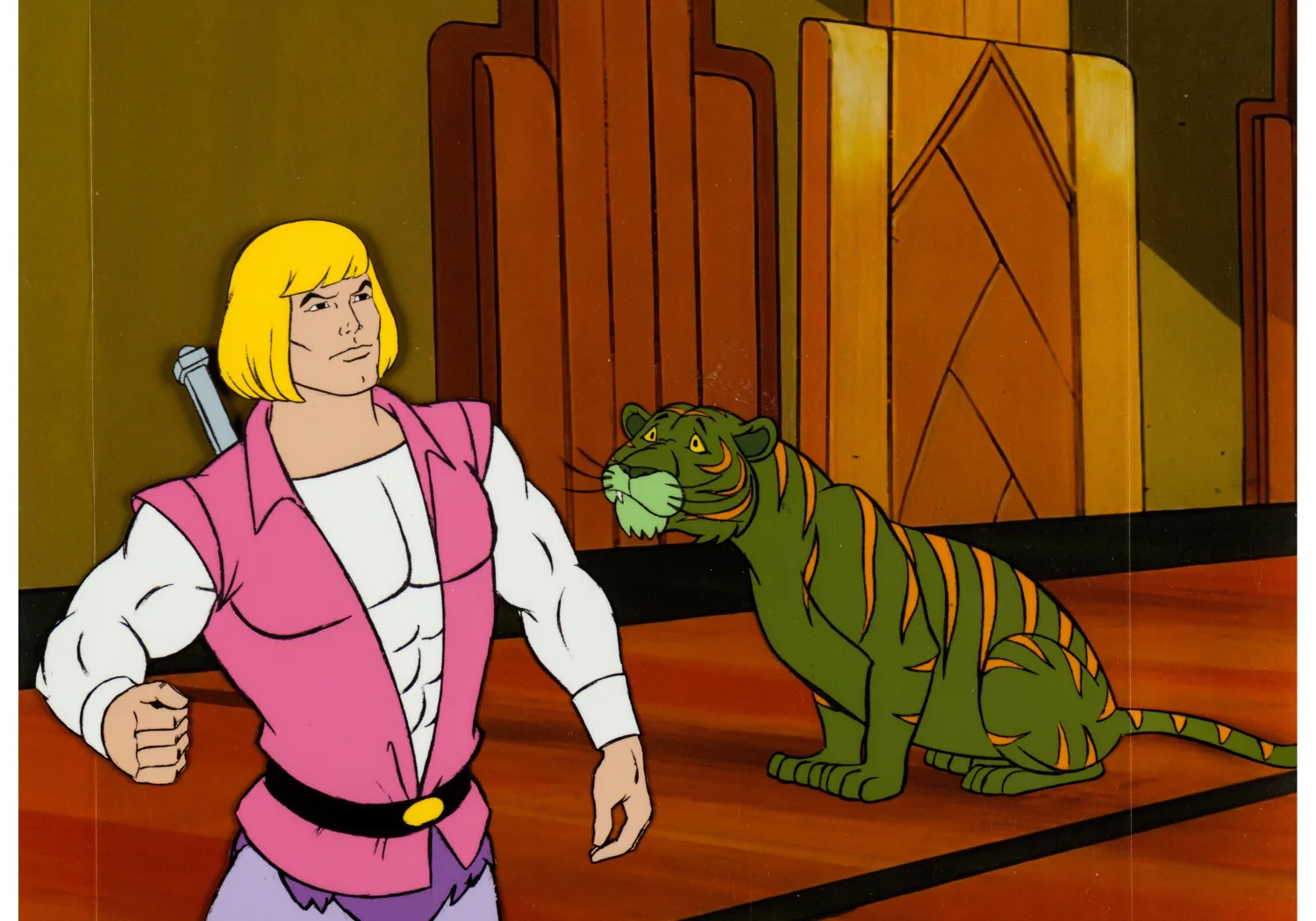 He-Man and the Masters of the Universe Prince Adam/He-Man and Cringer Production Cel (Filmation, c. 1983-85)