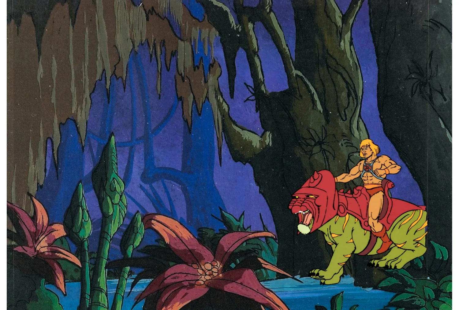 He-Man and the Masters of the Universe He-Man and Battle Cat Stock Image Production Cel (Filmation, c. 1983)