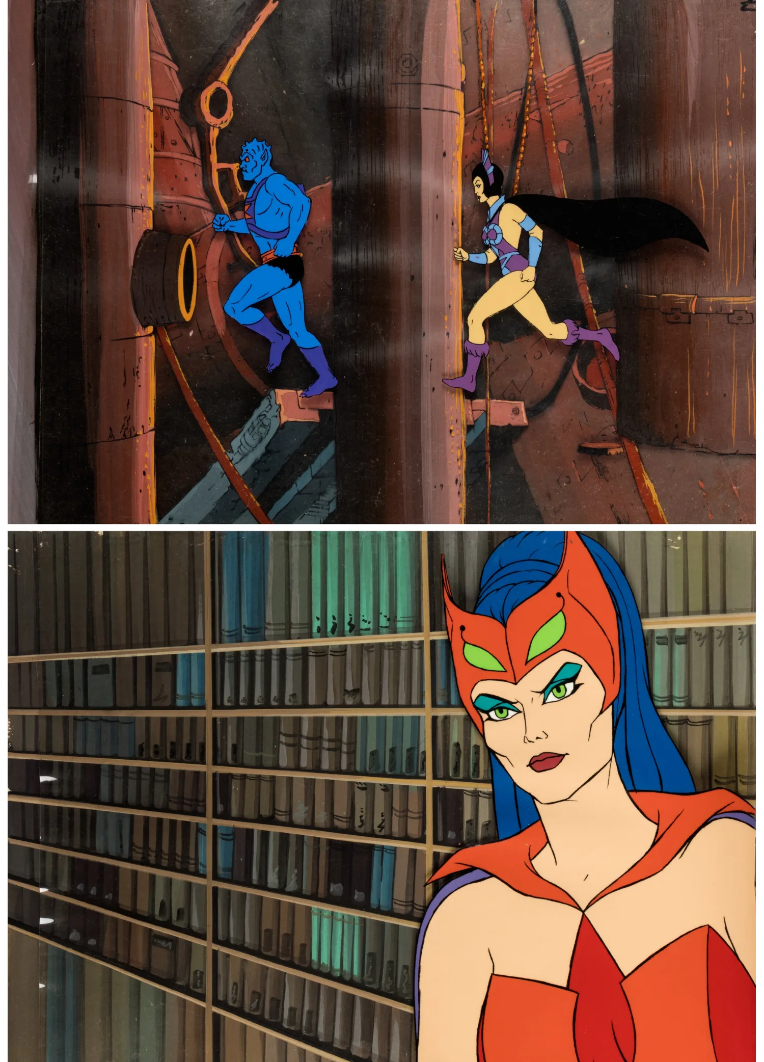 He-Man and the Masters of the Universe/She-Ra and the Princesses of Power Evil-Lyn/Webstor and Catra Production Cels and
