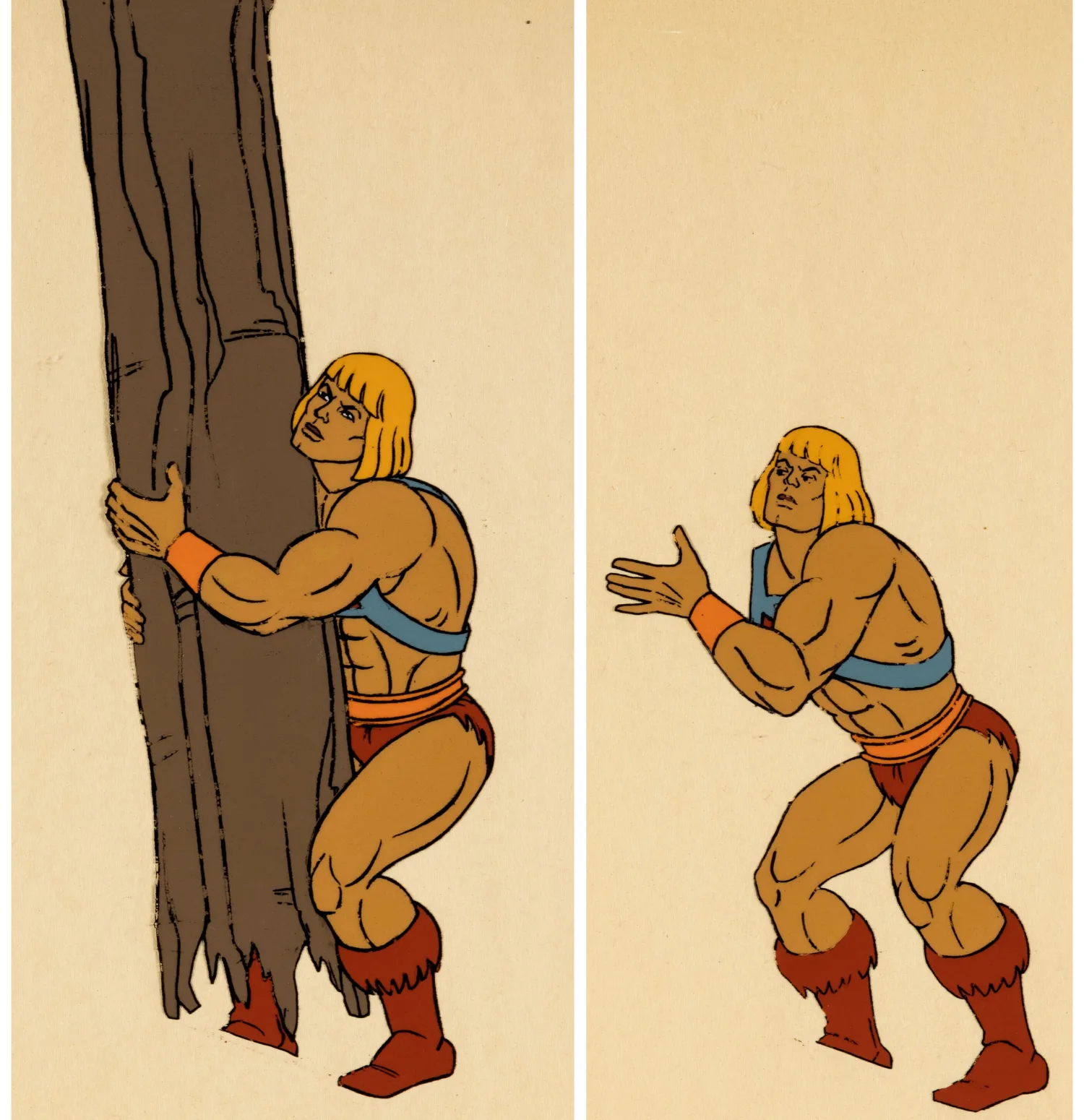 He-Man and the Masters of the Universe Pair of Production Cel and Production Drawing - Group of 3 (Filmation, c. 1983-85