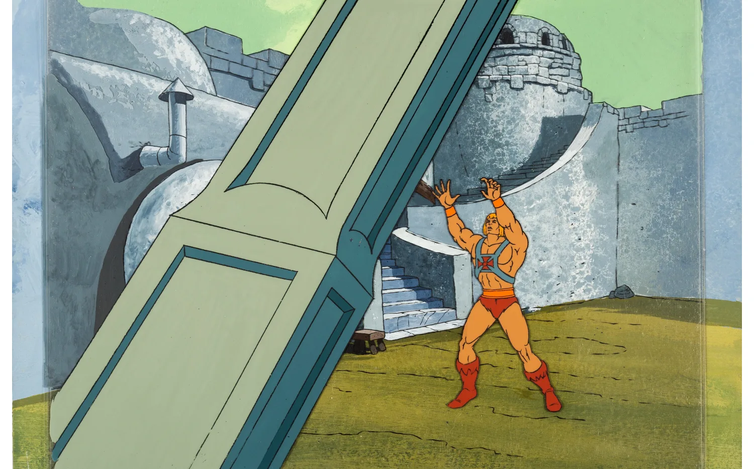 He-Man and the Masters of the Universe Production Cel Setup with Master Production Background (Filmation, 1983)