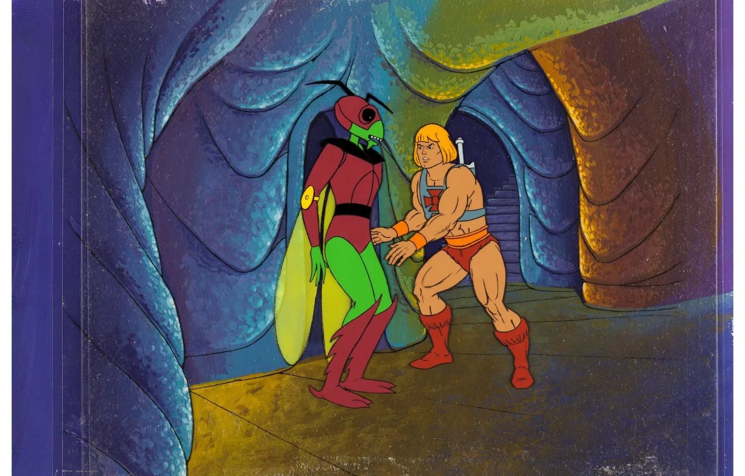 He-Man and the Masters of the Universe He-Man and Tycon Production Cels and Master Production Background (Filmation, 198
