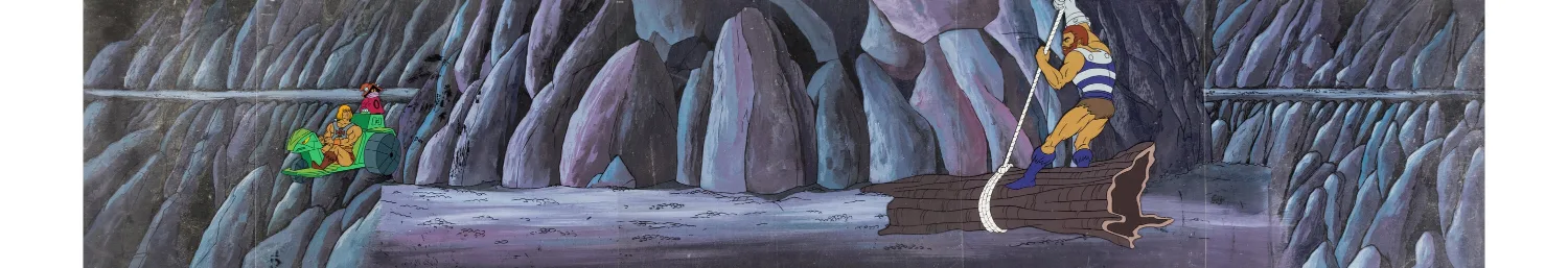 He-Man and the Masters of the Universe "The Time Wheel" He-Man, Orko, and Fisto Production Cel Setup with 47&q