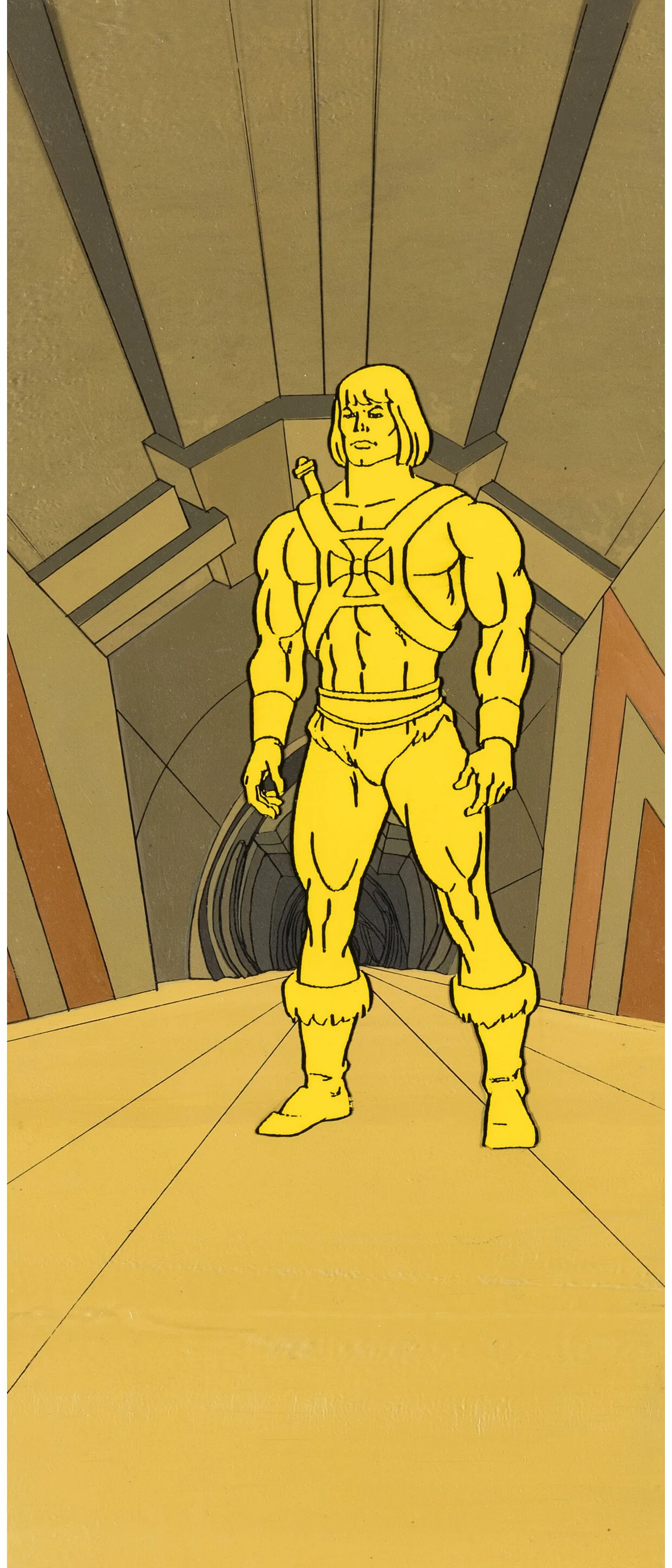 He-Man and the Masters of the Universe "The Shaping Staff" He-Man 23" Vertical Pan Production Cel Setup w