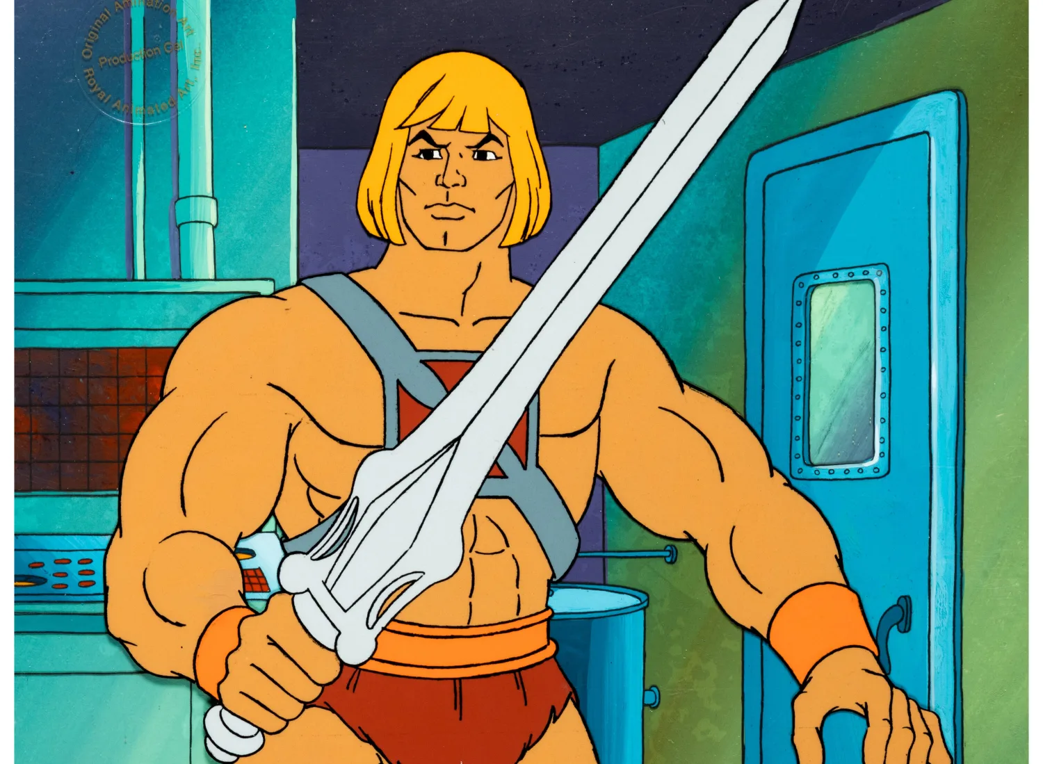 He-Man and the Masters of the Universe He-Man Production Cel with Master Background (Filmation, c. 1983-85)