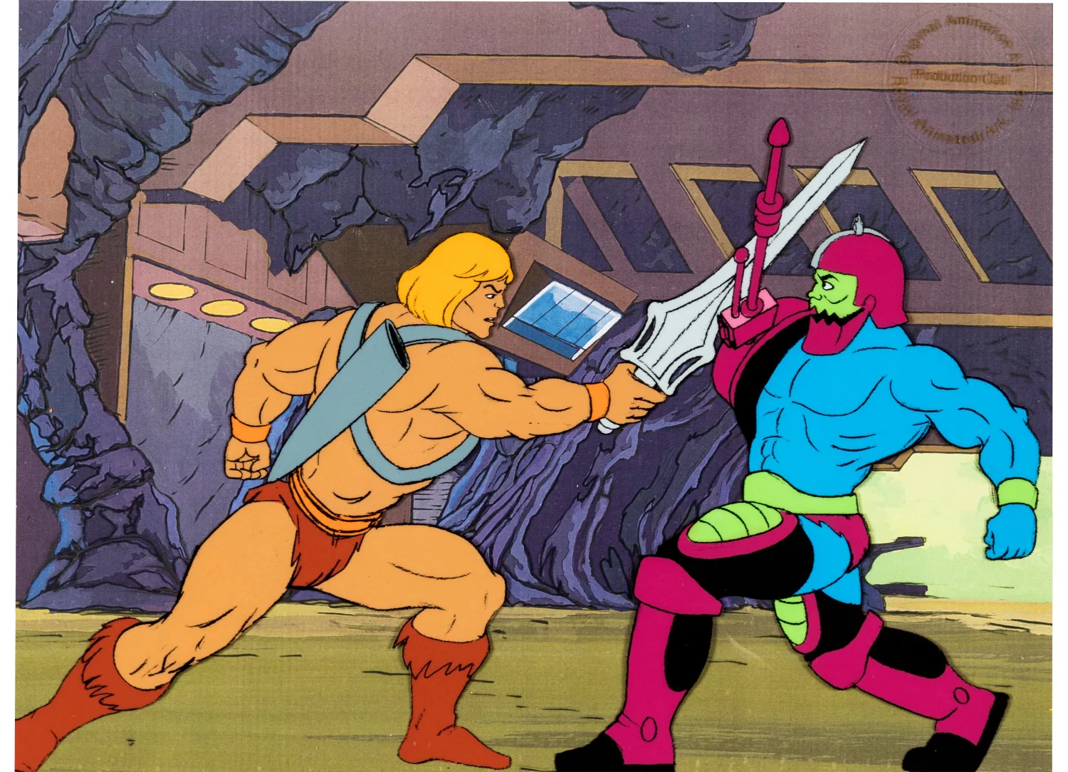 He-Man and the Masters of the Universe "Keeper of the Ancient Ruins" He-Man and Trap Jaw Production Cel (Filma
