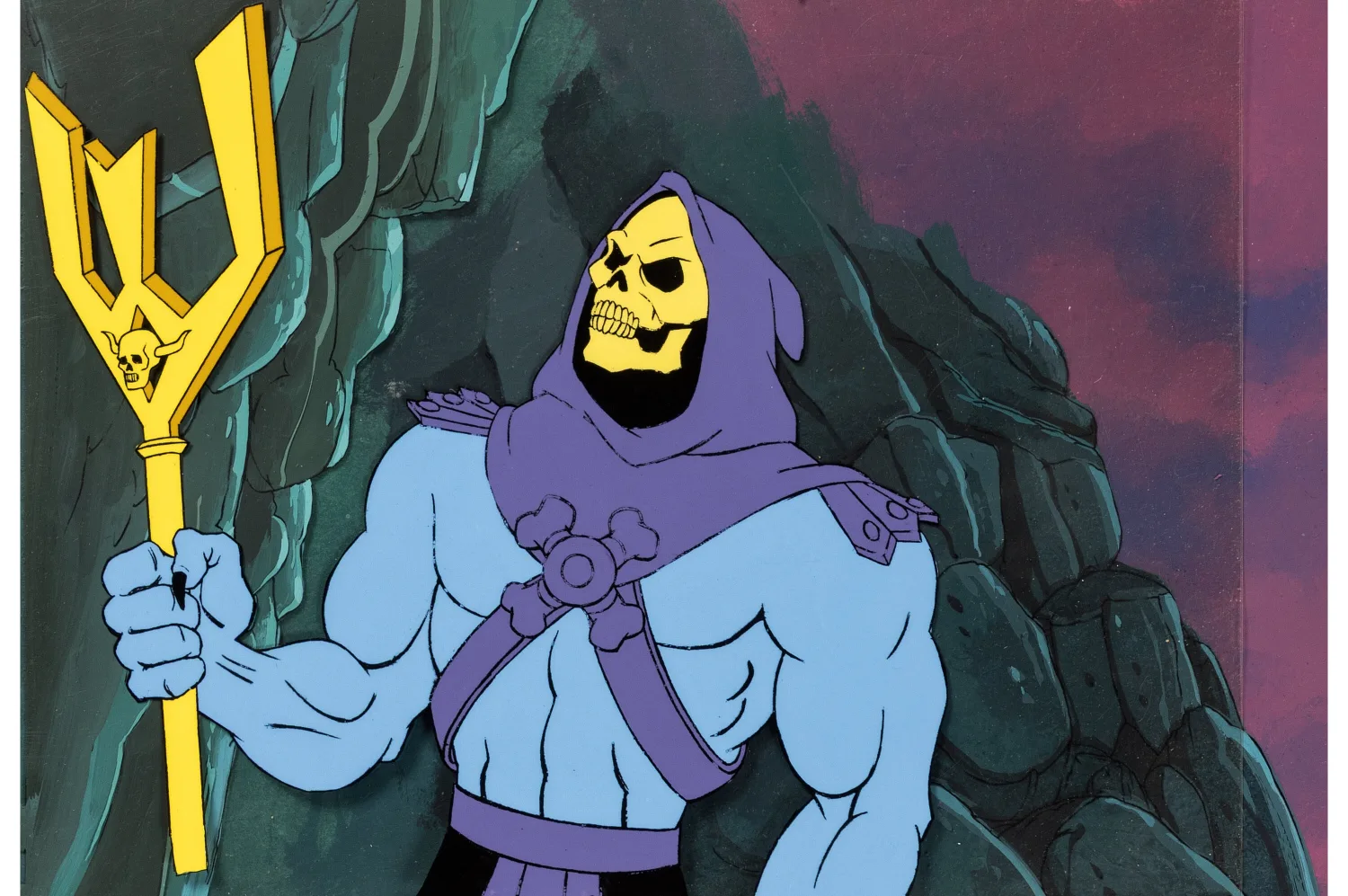 He-Man and the Masters of the Universe "Reign of the Monster" Skeletor Production Cel and Master Background wi