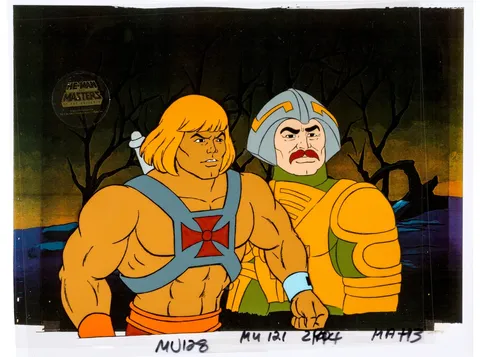 He-Man and the Masters of the Universe He-Man and Man-at-Arms Production Cel Setup with COA Animation Art (Filmation, 19