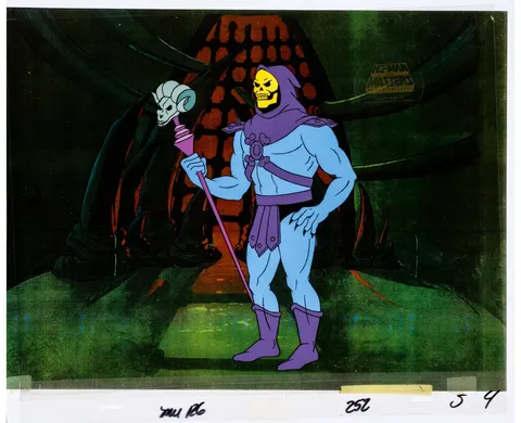 He-Man and the Masters of the Universe Skeletor Production Cel Setup with COA Animation Art (Filmation, 1983). (Total: 2
