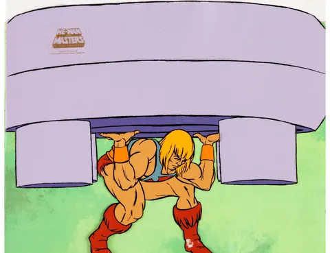 He-Man and the Masters of the Universe Production Cel Setup and Sequenced Animation Drawings Group (Filmation, 1983). (T