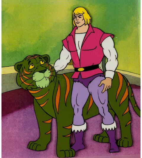 He-Man and the Masters of the Universe Prince Adam and Cringer Production Cel Setup (Filmation, 1983). (Total: 5 Items)