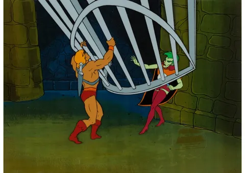 He-Man and the Masters of the Universe Spydra Production Cel Setup (Filmation, 1983). (Total: 3 Items)