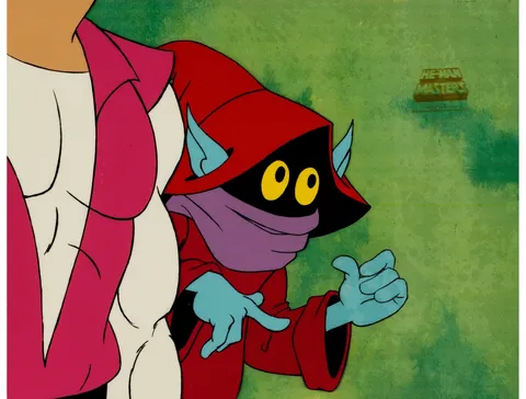 He-Man and the Masters of the Universe Prince Adam and Orko Production Cel Setup and Animation Drawing Group (Filmation