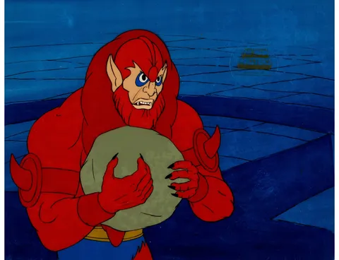 He-Man and the Masters of the Universe Beast Man Production Cel Setup and Animation Drawing Group (Filmation, 1984). (To