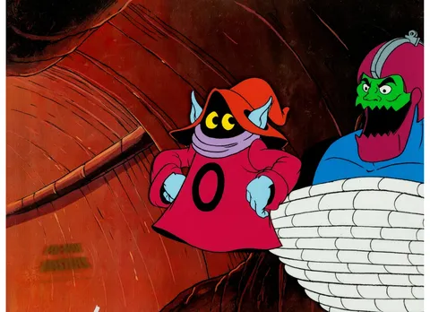 He-Man and the Masters of the Universe Orko and Trap Jaw Production Cel Setup (Filmation, 1983). (Total: 3 Items)