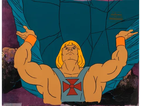 He-Man and the Masters of the Universe Production Cel Setup and Animation Layout Drawings Group (Filmation, 1984). (Tota