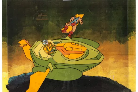 He-Man and the Masters of the Universe Man-At-Arms Production Cel Setup and Animation Drawings Group (Filmation, 1984)