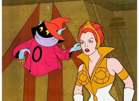 He-Man and the Masters of the Universe Orko and Teela Production Cel Setup (Filmation, 1983). (Total: 3 Items)