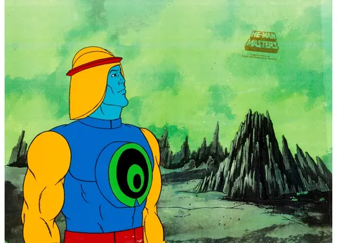 He-Man and the Masters of the Universe Sy-Clone Production Cel Setup and Animation Drawing Group (Filmation, 1984). (Tot