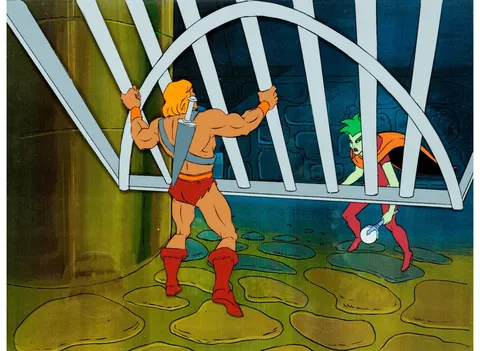 He-Man and the Masters of the Universe Spydra Production Cel Setup (Filmation, 1983). (Total: 3 Items)