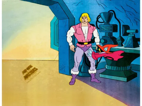 He-Man and the Masters of the Universe Prince Adam and Orko Production Cel Setup (Filmation, 1983). (Total: 3 Items)