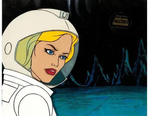 He-Man and the Masters of the Universe Andrea Steele Production Cel Setup, Animation Layout Drawing, and Production Fold