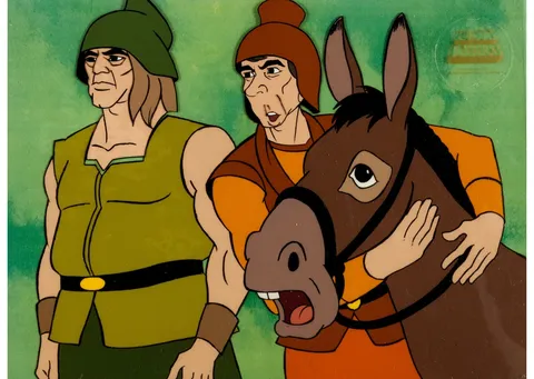 He-Man and the Masters of the Universe Villagers Production Cel Setup, Animation Drawing, and Production Folder Group (F