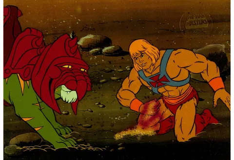 He-Man and the Masters of the Universe He-Man and Battle Cat Production Cel Setup (Filmation, 1984). (Total: 2 Items)