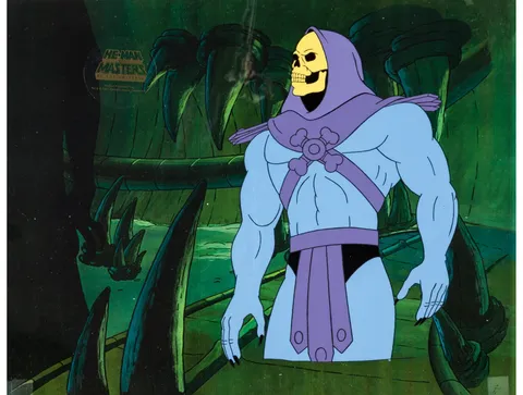 He-Man and the Masters of the Universe Skeletor Production Cel Setup, Animation Drawing, and Production Folder Group (Fi
