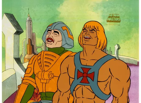 He-Man and the Masters of the Universe Man-At-Arms Production Cel Setup (Filmation, 1984). (Total: 3 Items)