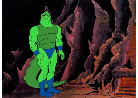 He-Man and the Masters of the Universe Lizardman Production Cel and Animation Drawing Group of 3 (Filmation, 1984). (Tot