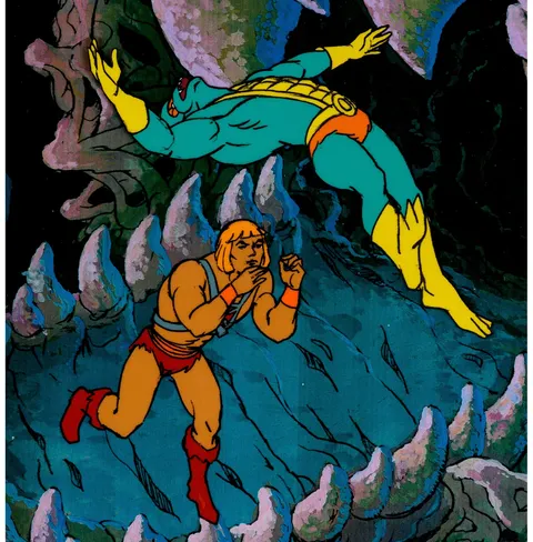He-Man and the Masters of the Universe Mer-Man Production Cel Setup (Filmation, 1983-84). (Total: 3 Items)