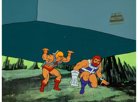 He-Man and the Masters of the Universe Fisto Production Cel, Animation Drawing, and Production Folder Group of 3 (Filmat